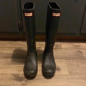 Tall black Hunter Rain boots